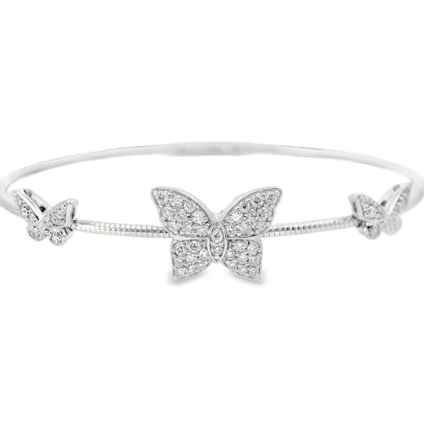 14K White Gold Lab Created Diamond Butterfly Flexi Bracelet