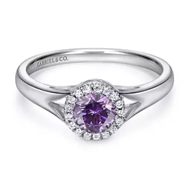 14Kt White Gold .48ct Amethyst .07ct Diamond Fashion Ring similar item image