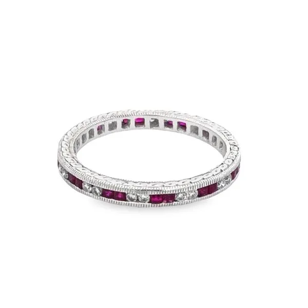 Platinum Diamond Ruby Fashion Ring Image 2 JMR Jewelers Cooper City, FL