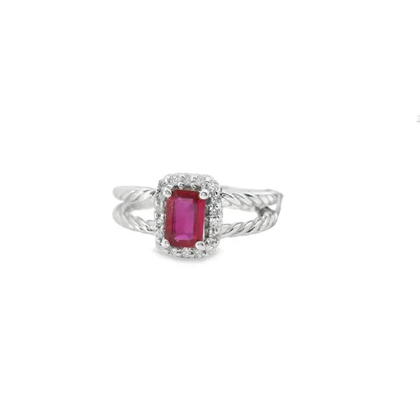 14K White Gold Ruby and Diamond Fashion Ring