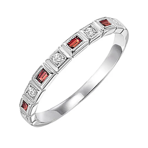 10K White Gold Garnet & Diamond Fashion Ring JMR Jewelers Cooper City, FL