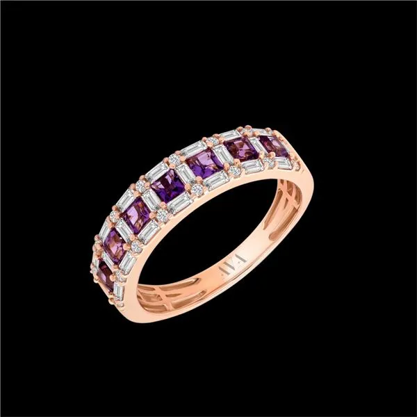 14K Rose Gold Amethyst and Diamond Ring