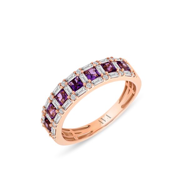 14K Rose Gold Amethyst and Diamond Ring JMR Jewelers Cooper City, FL
