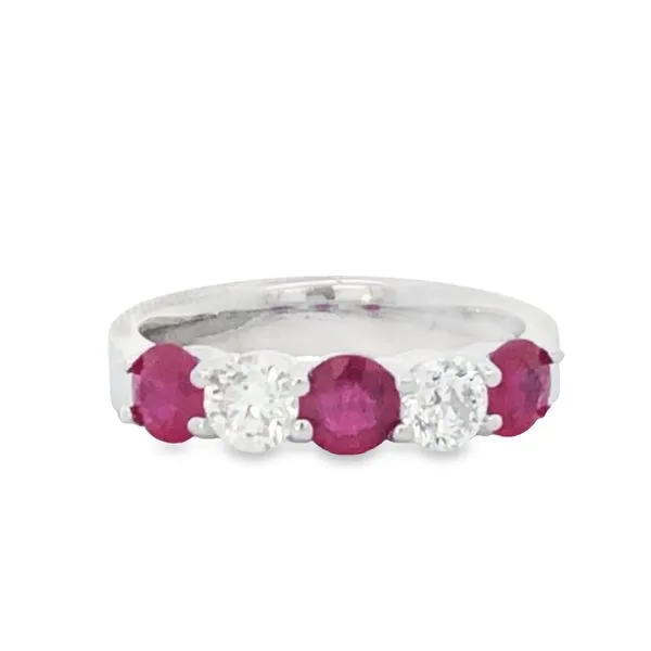 14Kt White Gold Diamond Ruby Fashion Ring