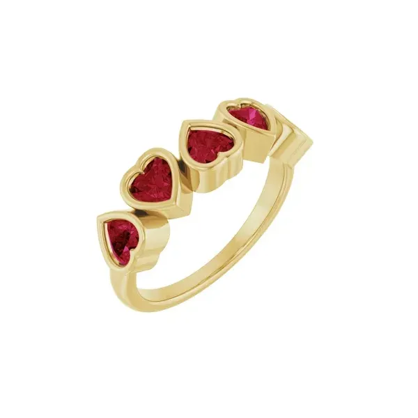 14Kt Yellow Gold 5 Heart Garnet Fashion Ring JMR Jewelers Cooper City, FL
