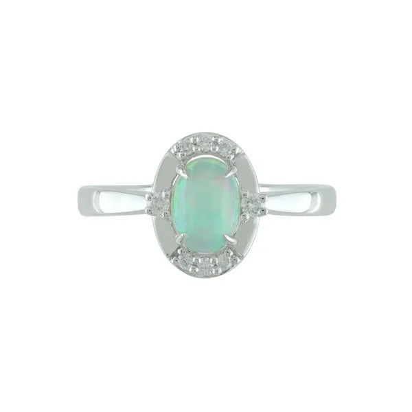 14Kt White Opal and Diamond Fashion Ring