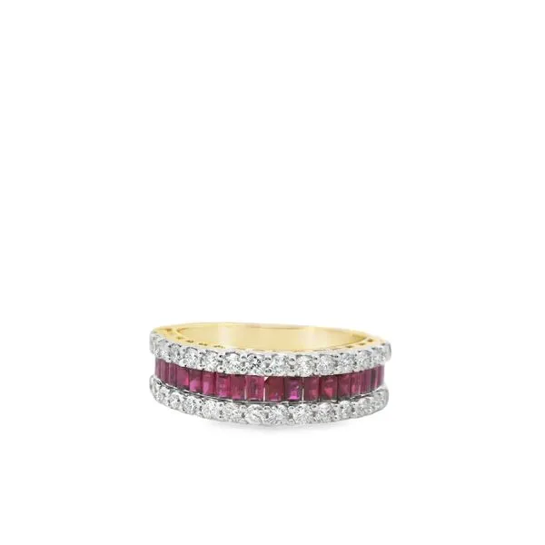 14 Karat Two-Tone Ruby and Diamond Fashion Ring