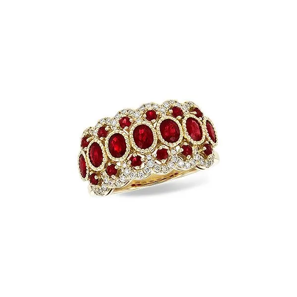 14 Karat Yellow Gold Diamond and Ruby Fashion Ring