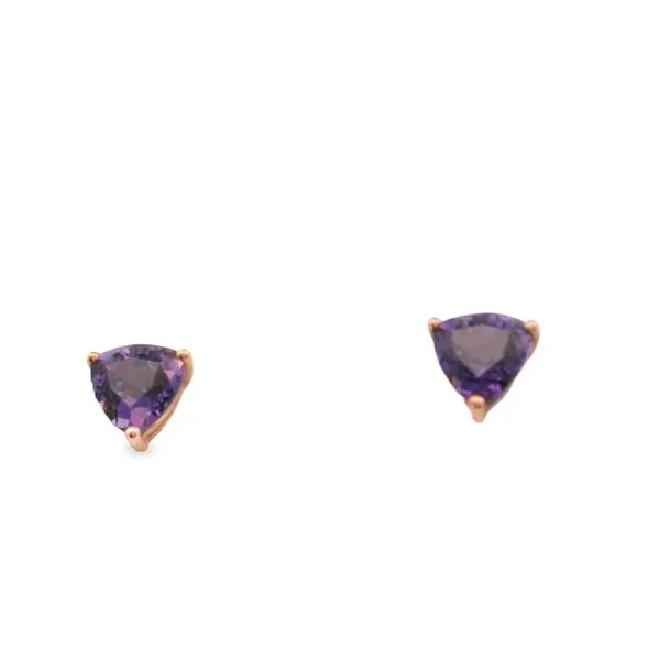 10K Rose Gold Amethyst Stud Earrings