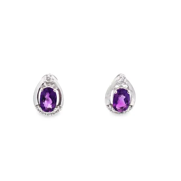 Amethyst and diamond earrings cheap in 14k white gold