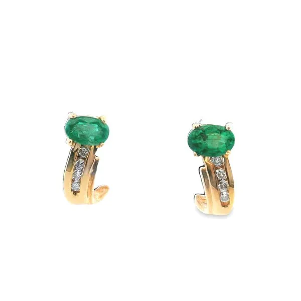 14Kt Yellow Gold Diamond and Emerald Earrings similar item image