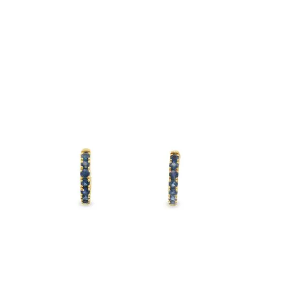 14K Yellow Gold Sapphire Huggie Earrings