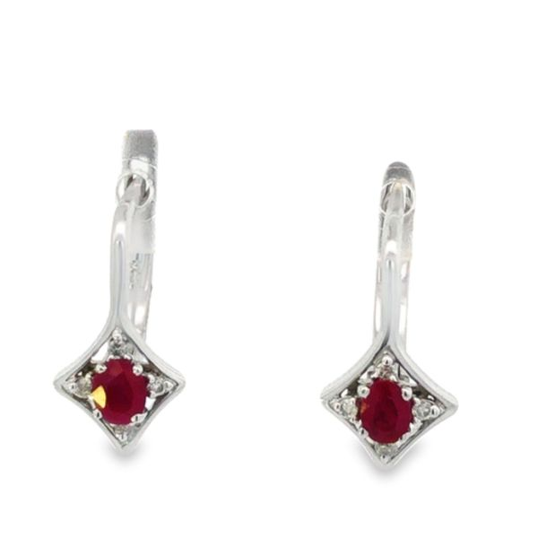 14K White Gold Diamond and Ruby Earrings JMR Jewelers Cooper City, FL