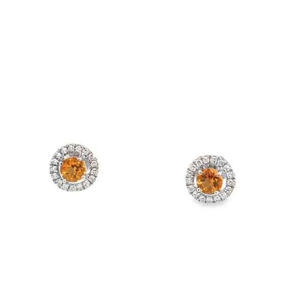 14Kt White Gold Citrine and Diamond Stud Earrings JMR Jewelers Cooper City, FL