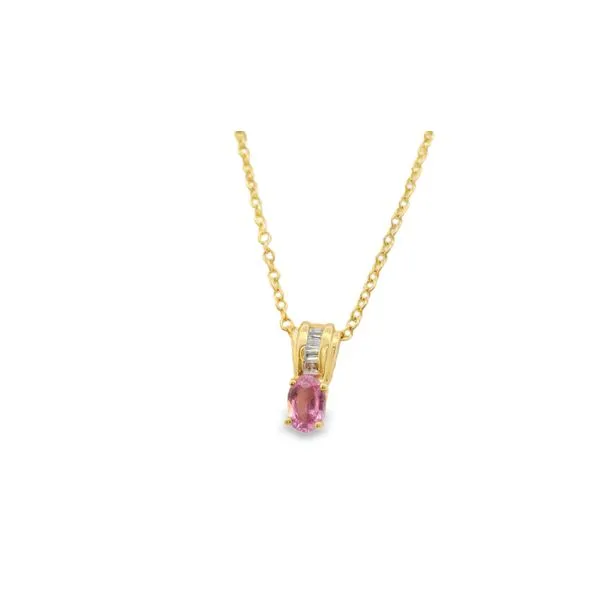 14 Karat Pink Sapphire and Diamond Pendant