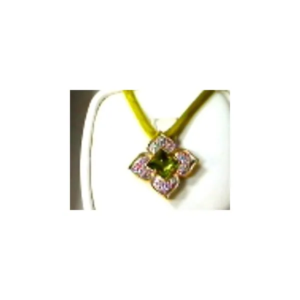 14K Yellow Gold Peridot and Diamond Pendant