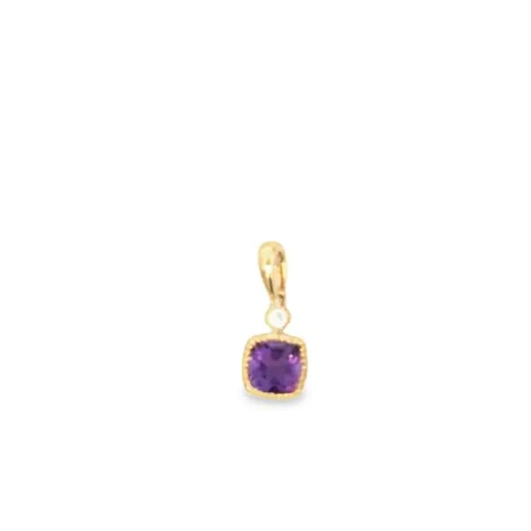 14Kt Yellow Amethyst and Diamond Pendant