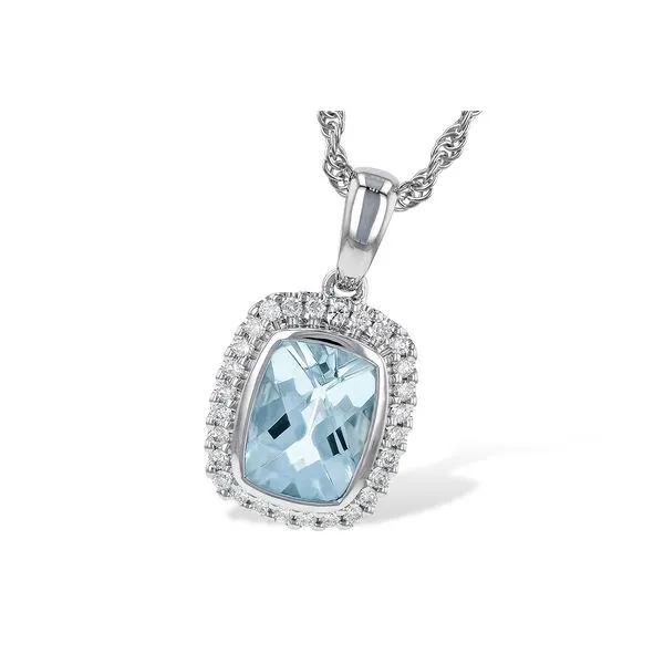 14Kt White Gold Aquamarine and Diamond Pendant JMR Jewelers Cooper City, FL