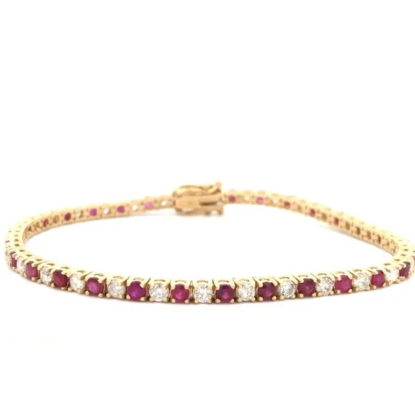 14Kt Yellow Gold 2.90ct Diamond 2.35ct Ruby Tennis Bracelet JMR Jewelers Cooper City, FL