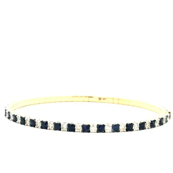 14KY Diamond Blue Sapphire Flex Bangle