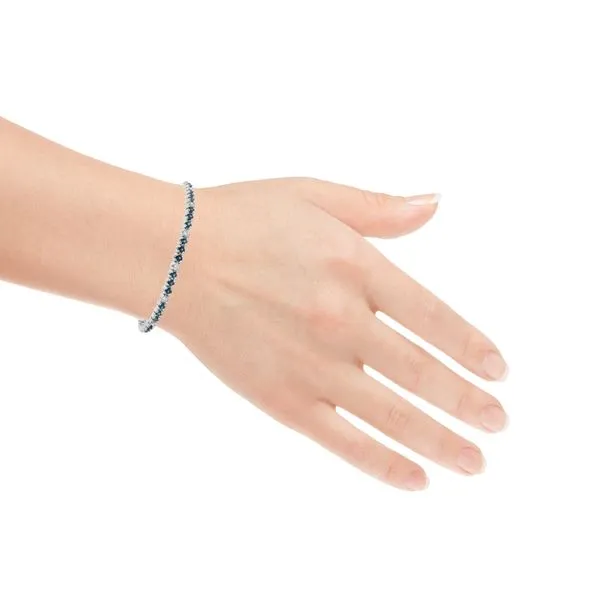 14 Karat White Gold Diamond and Sapphire Tennis Bracelet