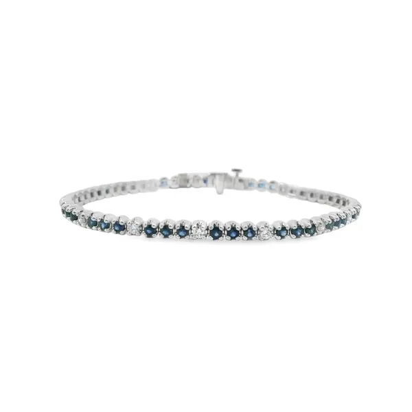 14 Karat White Gold Diamond and Sapphire Tennis Bracelet