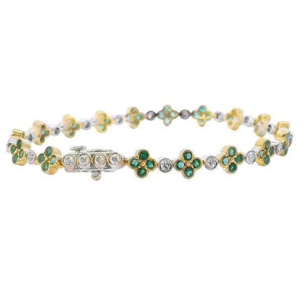 14Kt Two-Tone Diamond and Emerald Bracelet similar item image