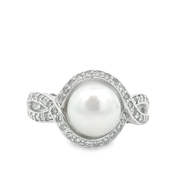 10K White Gold Pearl Ring with 0.41ct Diamond JMR Jewelers Cooper City, FL