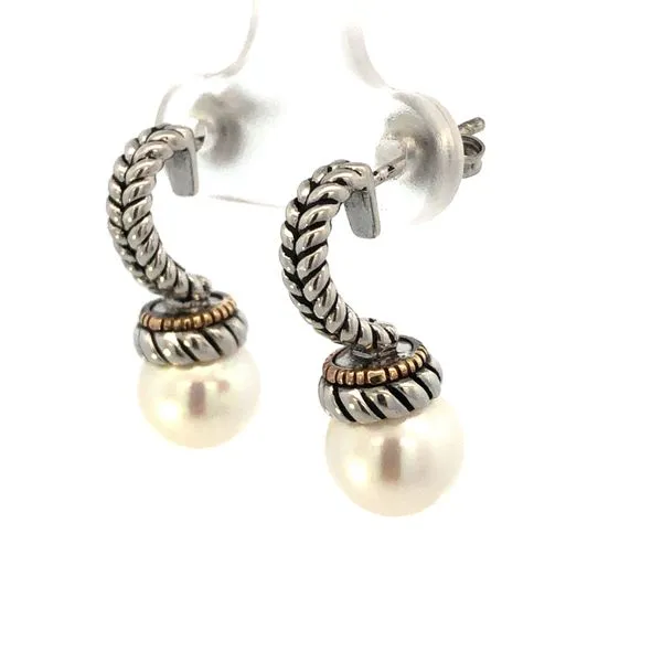 SS Oxidized & 14K Yellow Gold FWP Earrings