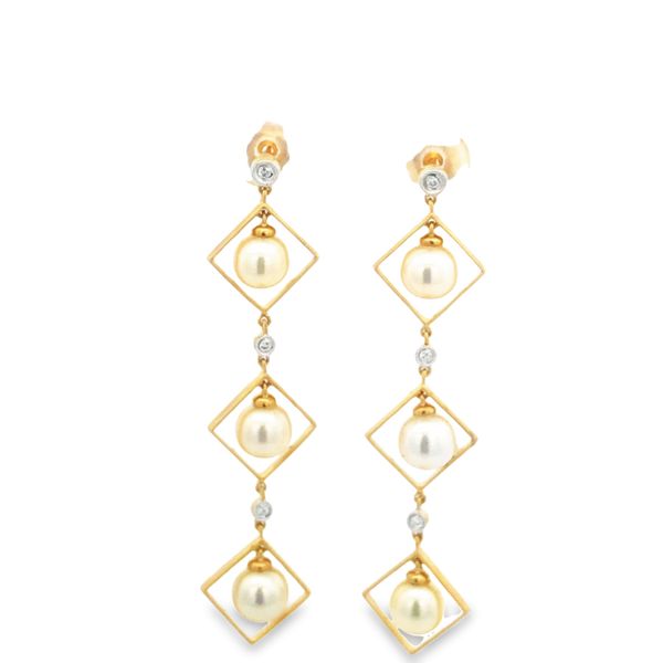 14K Pearl and Diamond Earrings JMR Jewelers Cooper City, FL
