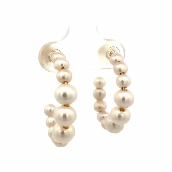 14K Yellow Gold Freshwater Graduated Open Hoop Earrings