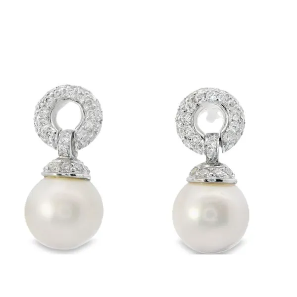 18 Karat White Gold Diamond and Pearl Earrings