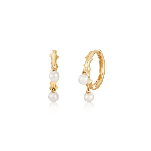 Ania Haie Lorelei Huggie Hoops with Pearl Drops Earrings JMR Jewelers Cooper City, FL