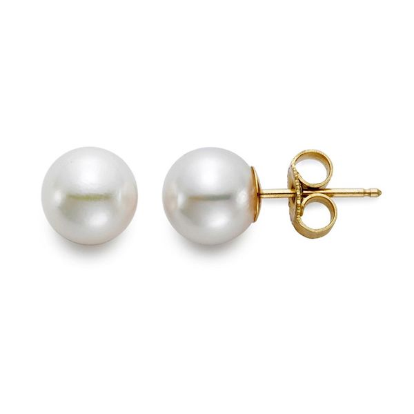 14K Yellow Fresh Water Pearl Stud Earrings JMR Jewelers Cooper City, FL