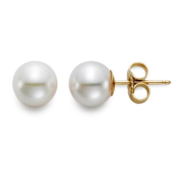 14K Yellow Fresh Water Pearl Stud Earrings JMR Jewelers Cooper City, FL