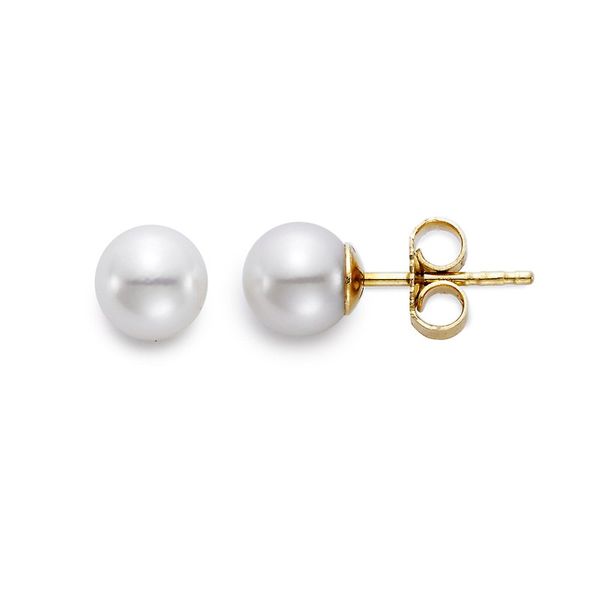 14 Karat Yellow Gold Fresh Water Pearl Stud Earrings JMR Jewelers Cooper City, FL