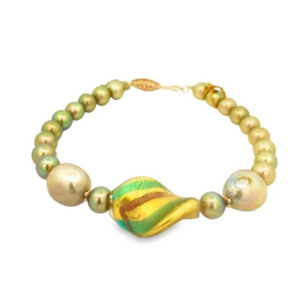14K Green Murano Glass Bracelet