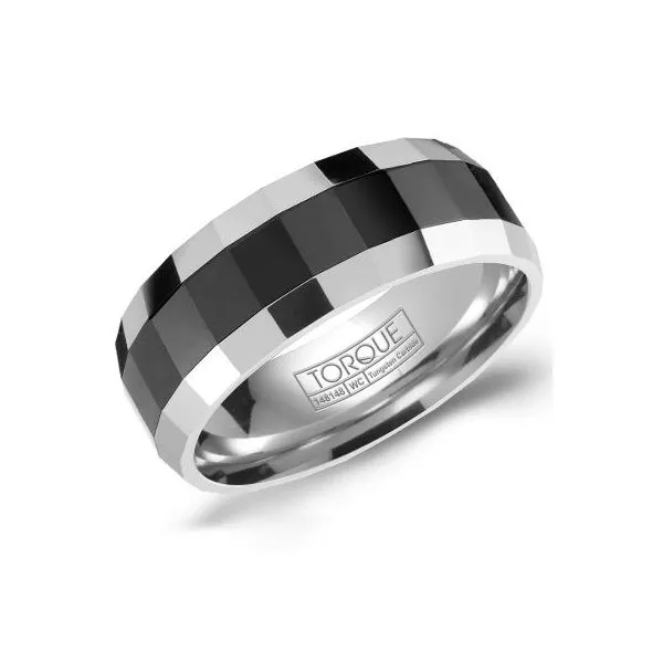 Tungsten Carbide Wedding Band with Black Ceramic Inlay