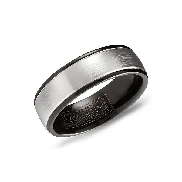 White and Black Cobalt 7mm Mens Wedding Band
