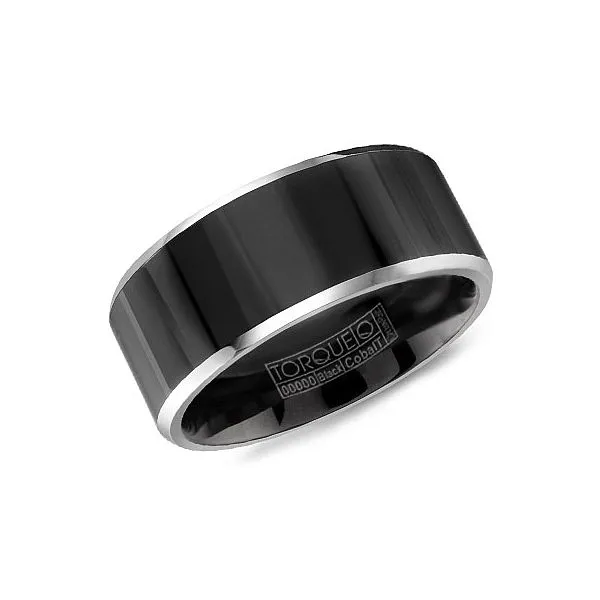 Black and White Cobalt 9mm Mens Wedding Band