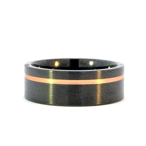 14K Rose Gold Inlay Zirconium Wedding Band similar item image