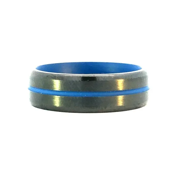 Zirconium Royal Blue Out Satin/Polish Wedding Band