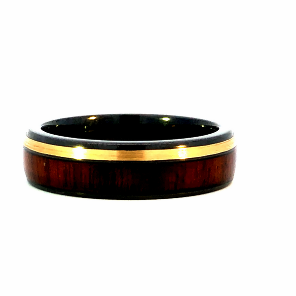 14KY Zirconium Hardwood Satin/Polish Wedding Band JMR Jewelers Cooper City, FL