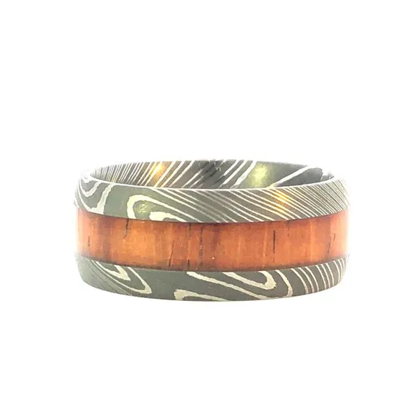 Damascus Steel Walnut Coco Wedding Band