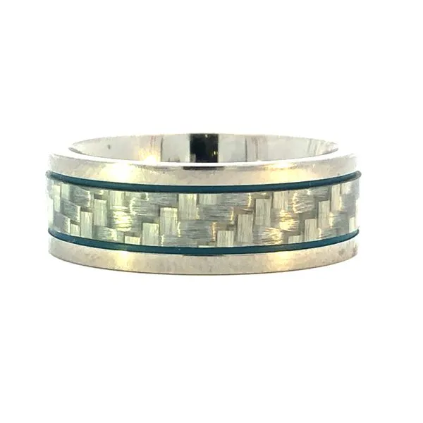 Titanium Silver CF/MGA Ridgeway Blue Wedding Band