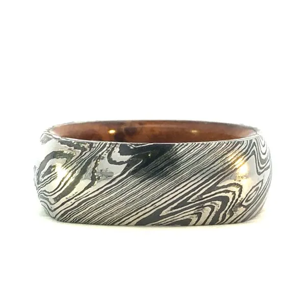 Damascus Woodgrain Squared Acid Wedding Band