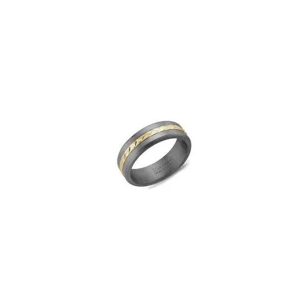 Tantalum 14KY & Grey Frosted Center & Sandpaper Sides/Inside Wedding Band JMR Jewelers Cooper City, FL