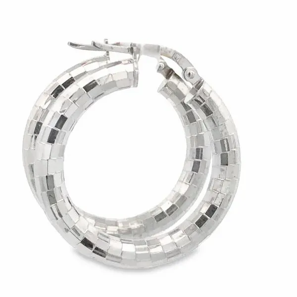 White Gold Hoop Earrings Image 3 JMR Jewelers Cooper City, FL