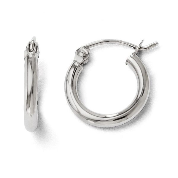 14K White Gold Hoop Earrings JMR Jewelers Cooper City, FL