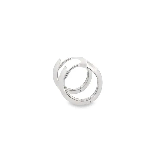 14 Karat White Gold Hinged Hoop Earrings